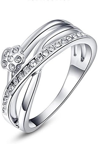 MagicGo Simple Accessories Platinum Plated The Trilateral Set Genuine Austrian Crystals Ring