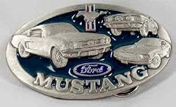Classic Mustang Enamel Pewter Belt Buckle