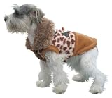 Crazy Pet Clothing, Leopard Print Dog Coat with Fur Trim,  Small, Chest 12-14