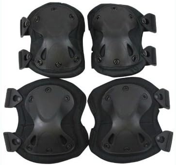 KUCHANG Military Army Tactical Protection Knee Elbow Pad Set Knee Elbow Pads Skate &amp; Skateboarding Knee Pads Black