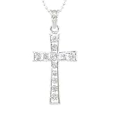 3/4 Carat Sterling Silver CZ Cross Pendant