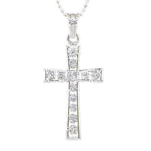 3/4 Carat Sterling Silver CZ Cross Pendant