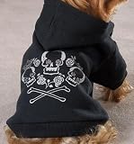 Dog Hoodie - Crowned Crossbone Dog Hoodie - Black - XX-Small (XXS)