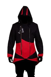 Hoodie Costume Jacket Coat - independently designed by WitBuy designers,Black with Red (Men-Medium)