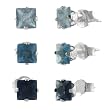 Sterling Silver Princess-cut Cubic Zirconia Stud Earrings (Set of 3)