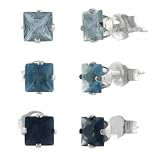 Tressa Sterling Silver Princess-cut Cubic Zirconia Stud Earrings (Set of 3)