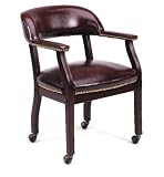 Boss Captains Arm Chair With Casters - B9545 - Oxblood Vinyl