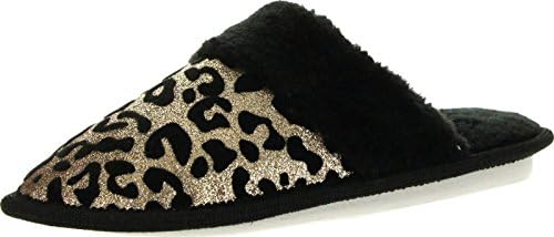 Static Footwear Girls Cute Fashion Prints Open Back Comfy House Slippers,Gold Leopard,12/13