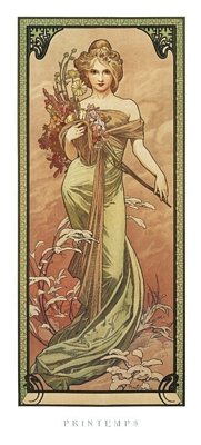 (9x20) Alphonse Mucha Printemps 1900 Art Print Poster
