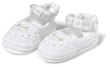 Country Kids Mary Jane Shoe With Embroidery White, 0-6 Months