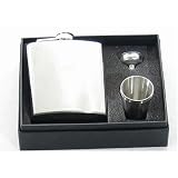 8oz Stainless Steel Flask Set w/ Funnel & 4 Cups