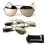 UB Black Frame & Mirrored Lens Aviator 3-Pack w/ Drawstring Sunglass Pouch