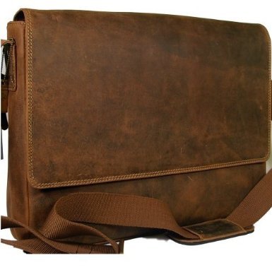 Visconti 18516 Oil Brown Distressed Leather Messenger Bag - 3/4 Flapover