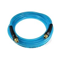 Coilhose Pneumatics PFE40254T Flexeel Reinforced Polyurethane Air Hose, 1/4-Inch ID, 25-Foot Length with 1/4-Inch MPT Reusable Strain Relief Fittings, Transparent Blue