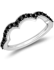 0.42 Cts Black Diamond Wrap Ring in 14K White Gold
