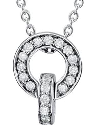 Jewelplus Diamond Necklace for South Sea Cultured Pearls 14K White 1/5 Ct Tw