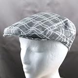 LINEN COTTON STRIPE PLAID CHECK IVY DRIVING GOLF CAP HAT SPRING BLACK WHITE MESH S/M SMALL - MEDIUM