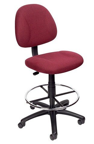 Burgundy Euro Style Nylon Base Office Drafting Stool