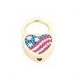 Kathrine Baumann Swarovski Crystal Patriotic Flag Heart Key Ring Keychain