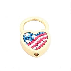 Kathrine Baumann Swarovski Crystal Patriotic Flag Heart Key Ring Keychain