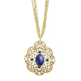 Deep Blue Ocean Arabian Dreams Triple Strand Pendant Necklace