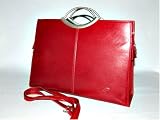 Designer Tasche mit Gurt / Metallgriff / echtes Leder/ Rot