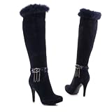 Damen Schuhe, STIEFEL, HIGH HEELS PLATEAU REIßVERSCHLUSS, JB-22, Synthetik in hochwertiger Velour Leder Optik und Lack Leder Optik