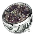 Circular Compact Mirror with Pink, Purple & Lilac Chips