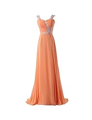 Chiffon Cocktail Full Length Spaghetti Strap Applique Beaded Evening Dress/Prom Dress/Wedding Party Dress 