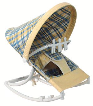 Hoohobbers Infant Baby Rocker Plaid/Gingham Blue