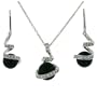 Exquisite Sterling Silver CZ Black Pearl Majorca Swirl Pendant Necklace and Earring Jewelry Gift Set Bucasi