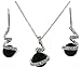 Exquisite Sterling Silver CZ Black Pearl Majorca title=