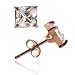 Rose Gold vermeil (24k Gold over Sterling Silver) Diamond cubic zirconia stone square stud Earrings