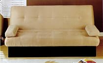 Light tan Microfiber Sofa Bed with Black Storage Base