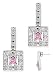 Square CZ Pink Sapphire Diamond Platinum Vermeil Earrings