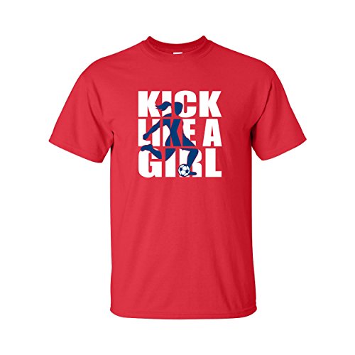 Kick Like A Girl YOUTH Short Sleeve T-shirt in Red - Medium (10/12)