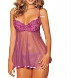 Waooh - Lingerie - Nuisette Transparente Mauve & String - Taille XL