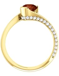 14K Yellow Gold 6.00mm Round Cut Mozambique Garnet and Diamond Ring -- LIFETIME WARRANTY
