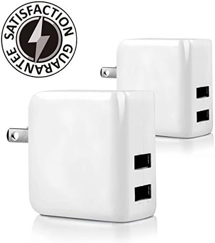 Vector Cables Intelligent Super Charger 15W Dual Port USB Wall Charger 5v/3.1a High Speed AC Power Adapter Home or Travel Charger with Folding Plug - (2 Pack Wall Charger White)
