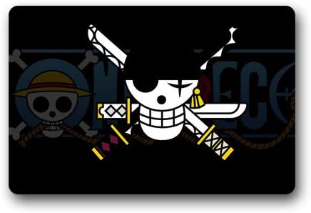 Fashiom Custom Popular Anime One Piece Zoro Flag Logo Doormat 23.6"(L) x 15.7"(W)