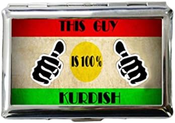 This Guy Is 100% Kurdish Kurdistan Flag Custom Fashion Stainless Steel Business Cigarettes Case Holder Box