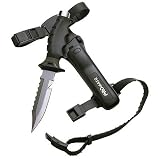 Scuba Diving Snorkeling Sharp Tip Stainless Steel Knife 5 Blade - Black