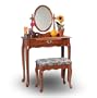 Oak Wood Vanity With Table & Bench Set