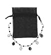 Bracelet - B275 - Murano Style, Glass and Swarovski (tm) Crystal Beads - Adjustable to Fit + Matching Organza Bag ~ Black and Silver