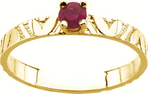 14 Karat Yellow Gold Children's Genuine Ruby July Birthstone Ring