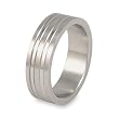 Grooved Brushed and Polished Titanium Ring (7.0mm) - Sizes 8 - 13
