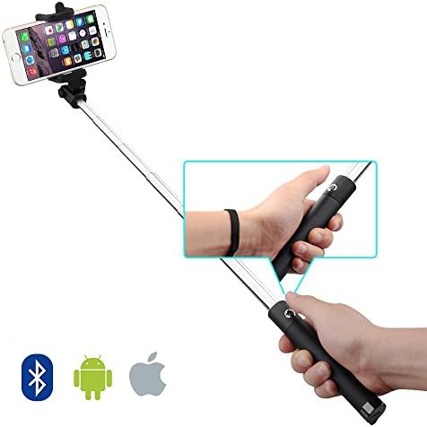 Coplux Best Bluetooth Remote Shutter Selfie Stick Extendable and Built in Rechargeable Battery ,Handeld Monopod with Adjustable Phone Holder for Iphone 6, Phone 5,samsung Galaxy S6,htc Aero (Black)