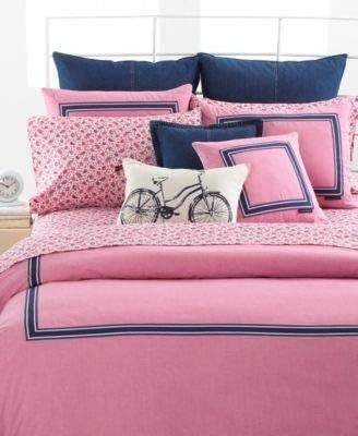 Tommy Hilfiger Pink OXFORD Red 18" Square Decorative Pillow NEW