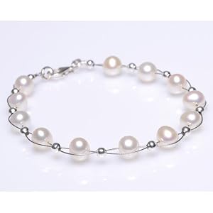 Armband aus echten Perlen Süßwasserperlen creme weiß Perlenarmband Damen