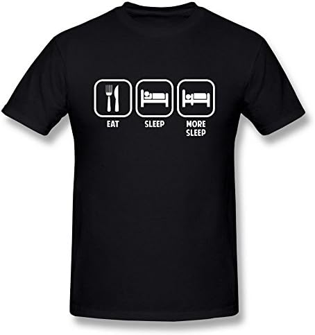 Swarz Men's Eat Sleep More Sleep 100% Cotton Creativity Short Sleeve Black Tshirts